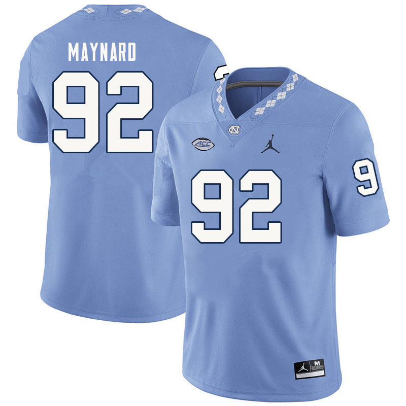 Men #92 Cole Maynard North Carolina Tar Heels College Football Jerseys Sale-Carolina Blue